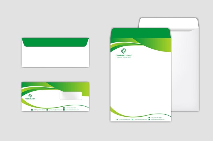 Vetor conjunto de modelos de design de envelopes corporativos
