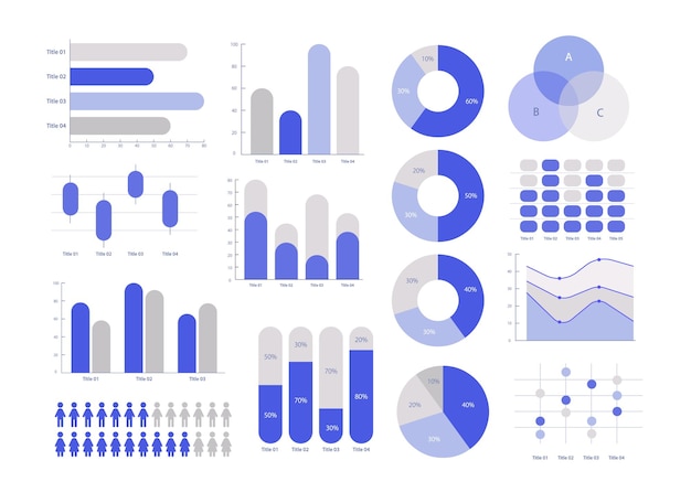 Conjunto de modelos de design de gráfico infográfico de informações comerciais e sociais