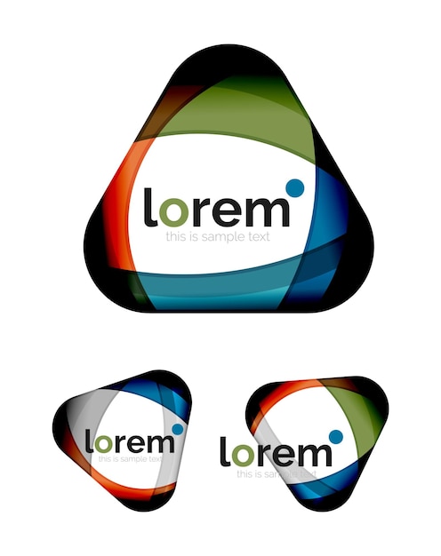 Vetor conjunto de modelos de design de logotipo de convergência de formas geométricas