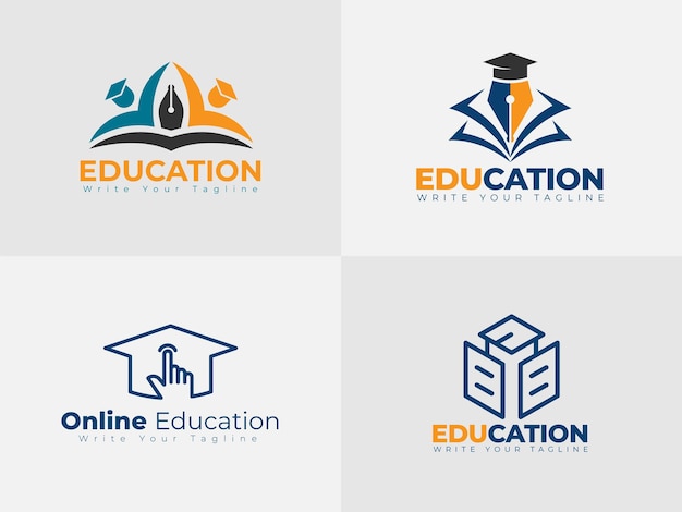 Vetor conjunto de modelos de design de logotipo de educação