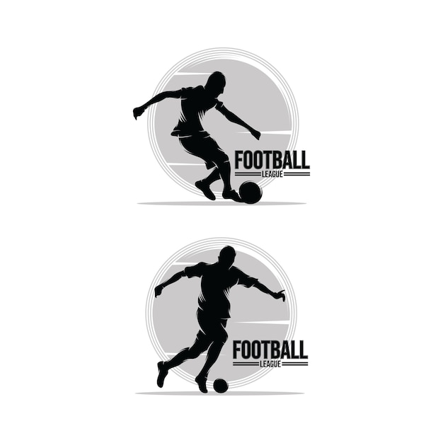 Conjunto de modelos de design de logotipo de jogador de futebol