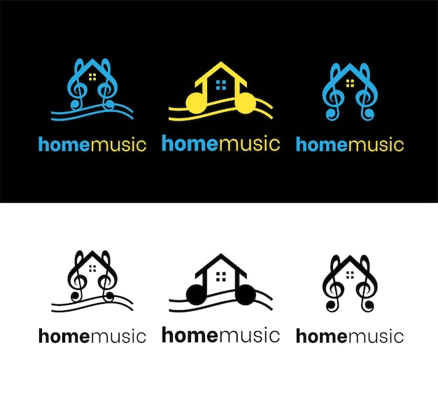 Conjunto de modelos de design de logotipo de música em casa