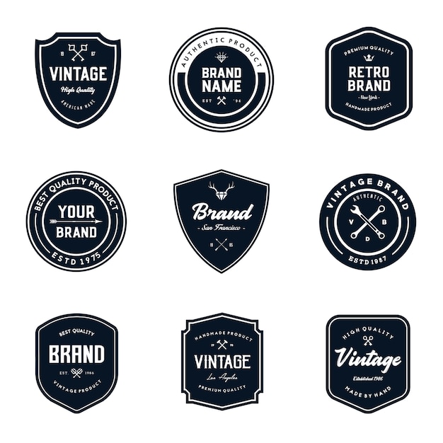 Vetor conjunto de modelos de emblemas do logotipo do vintage