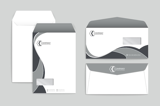 Conjunto de modelos de envelopes de elementos de design em escala de cinza