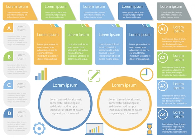 Conjunto de modelos de infográfico sortidas