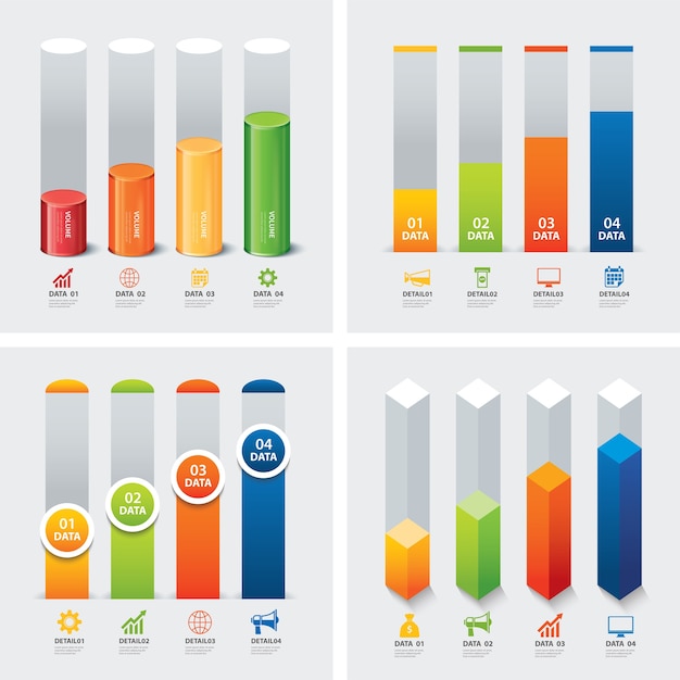 Vetor conjunto de modelos de infográfico