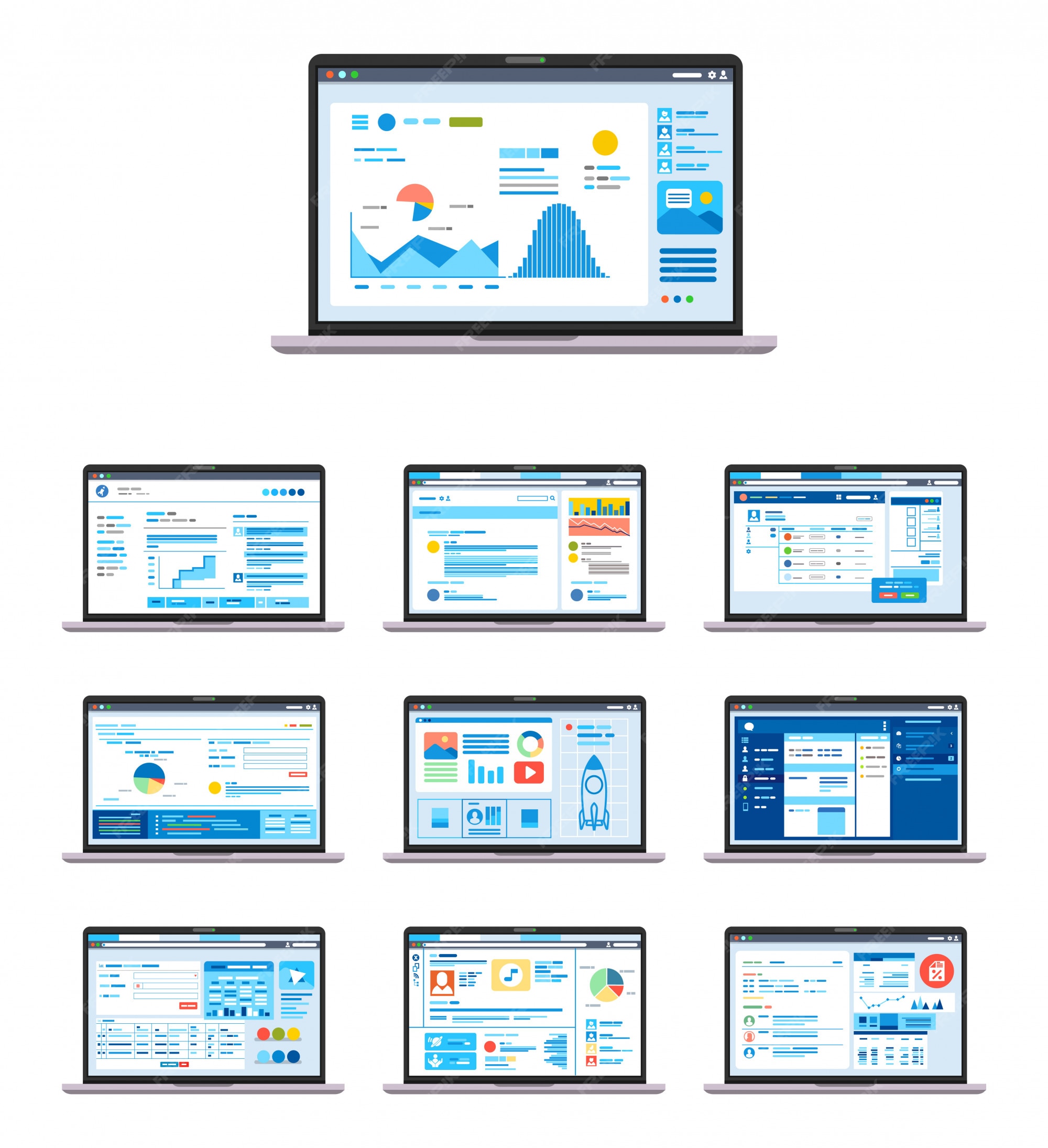 Conjunto completo de interface gráfica do usuário (gui) para criar