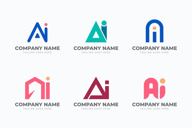 Conjunto de modelos de logotipo ai de design plano
