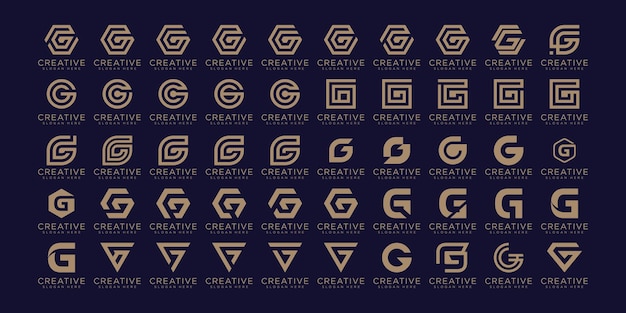 Vetor conjunto de modelos de logotipo de letra inicial g abstrata