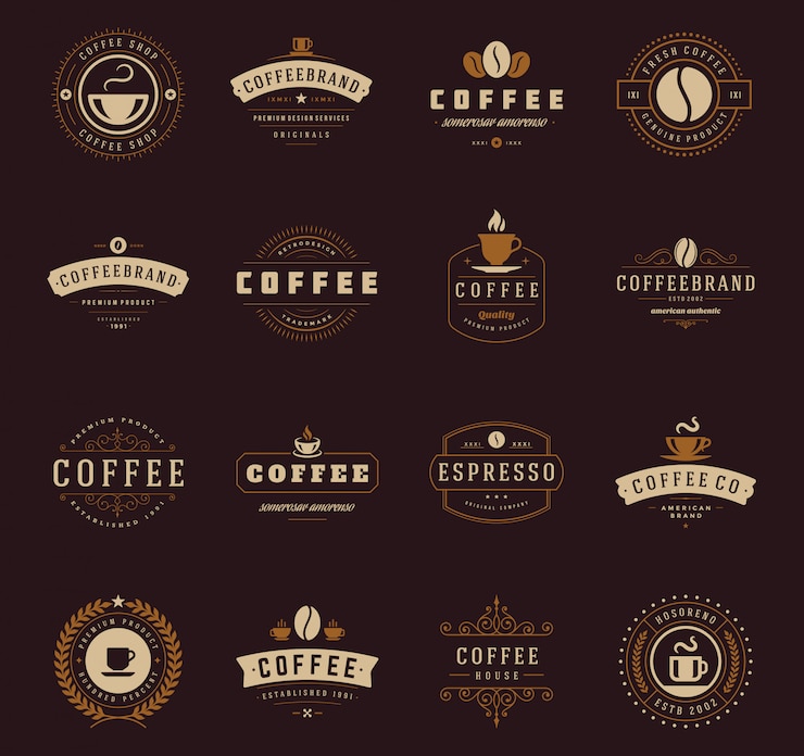 Vetor conjunto de modelos de logotipo de loja de café