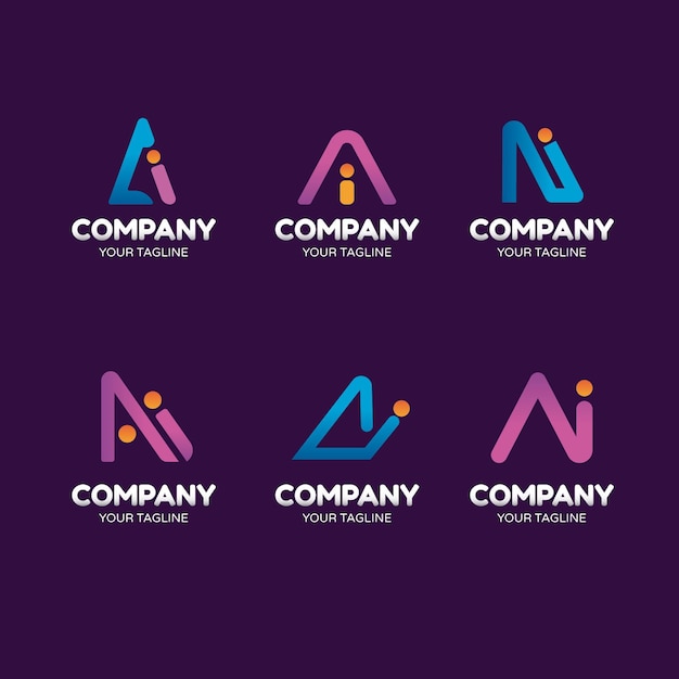 Vetor conjunto de modelos de logotipo flat ai