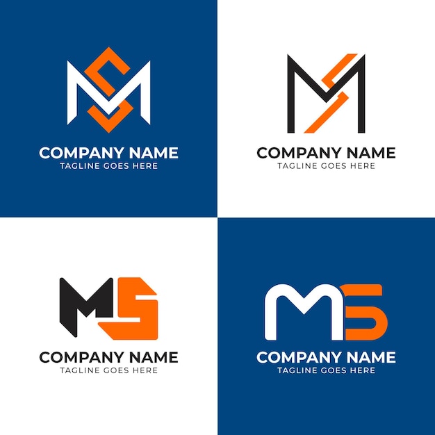 Conjunto de modelos de logotipo ms plana