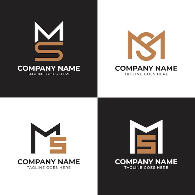 Conjunto de modelos de logotipo MS plana