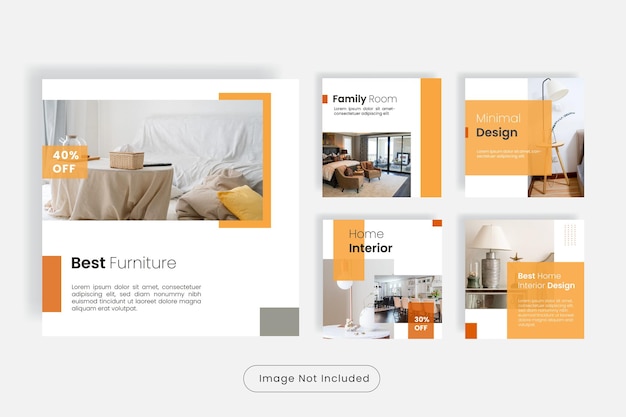 Conjunto de modelos de postagens do Instagram para móveis para casa