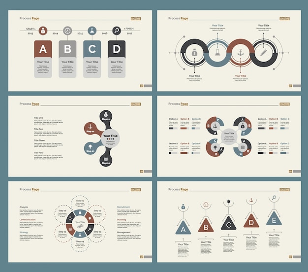 Conjunto de modelos de slide de seis produções