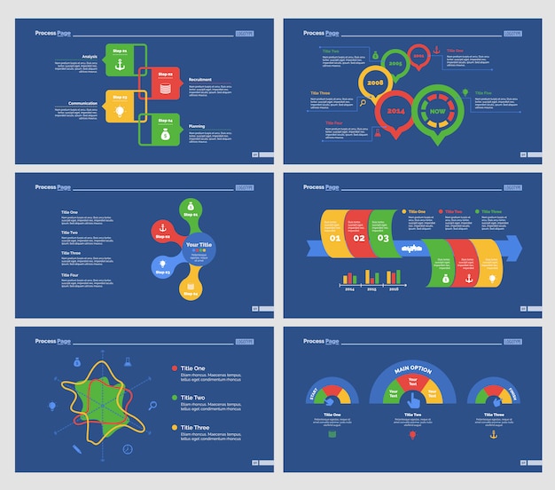 Conjunto de modelos de slide seis gráficos de treinamento