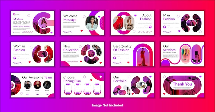 Vetor conjunto de modelos de slides de apresentação de powerpoint de moda moderna ou design de brochura de moda.