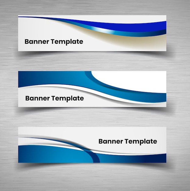 Vetor conjunto de modelos elegantes de banners de web de negócios de curva de onda abstrata