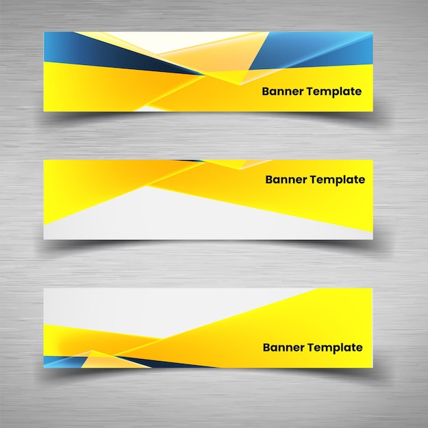 Conjunto de modelos elegantes de banners de web de negócios de curva de onda abstrata