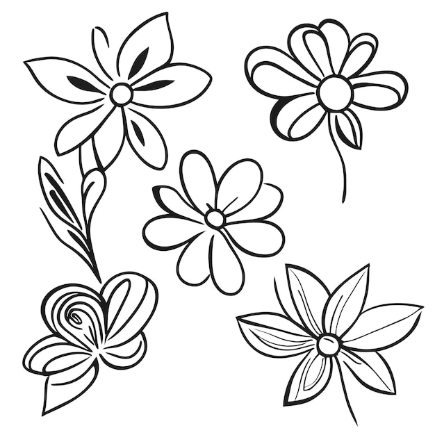 Conjunto de molduras elegantes com folhas ou elementos de decoração floral desenhados à mão