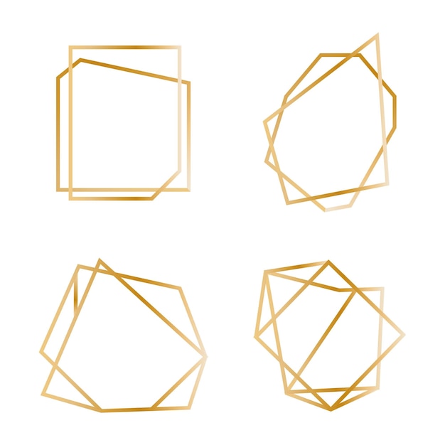 Vetor conjunto de molduras poligonais douradas