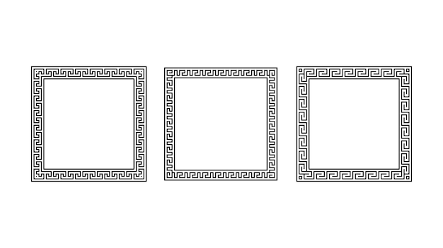 Conjunto de molduras quadradas de ornamento grego. coleção de padrões de retângulo meander. fronteiras gregas antigas.