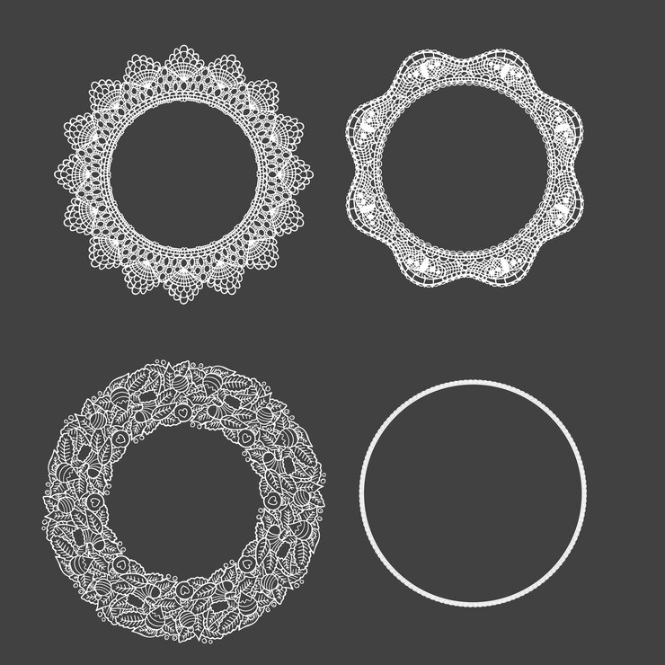 Vetor conjunto de molduras redondas douradas vintage fronteira circular com ornamento decorativo