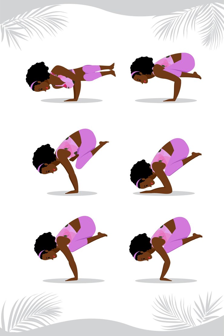Vetor conjunto de mulher em poses de ioga