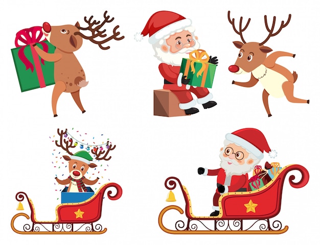 Conjunto de Natal com Papai Noel e Rena