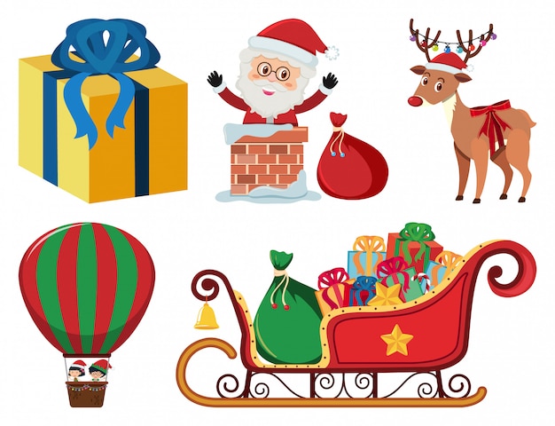 Conjunto de Natal com Papai Noel e trenó