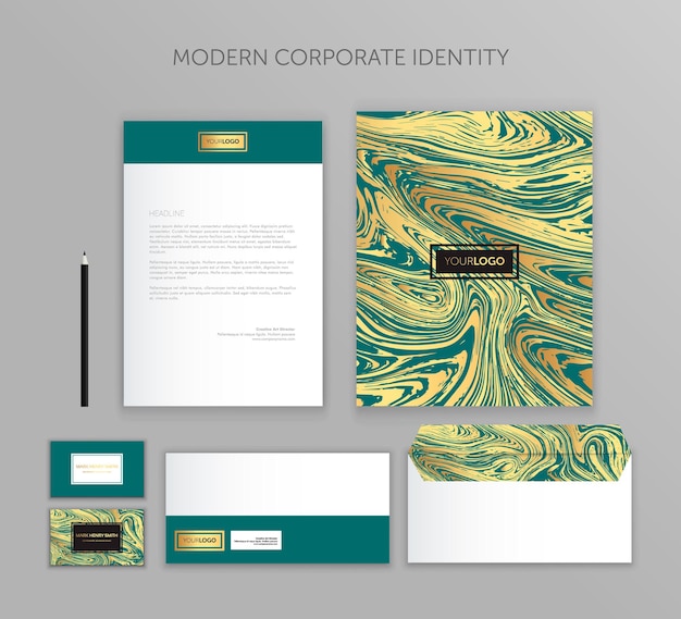 Conjunto de negócios de identidade corporativa design de modelo de papelaria moderno documentação para negócios