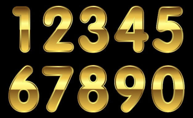 Conjunto de números de metal dourado