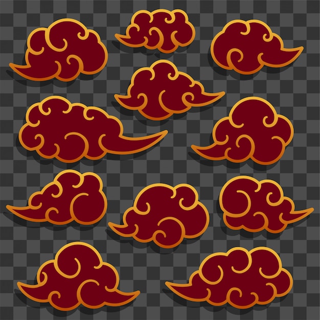 padrão de nuvem dourada. nuvens chinesas para decorações de ano novo chinês  14488231 PNG