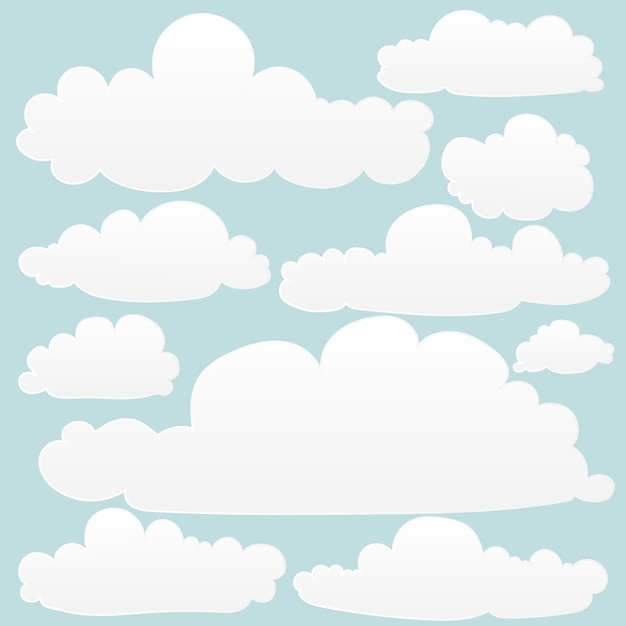 Vetor conjunto de nuvens de mão desenhada
