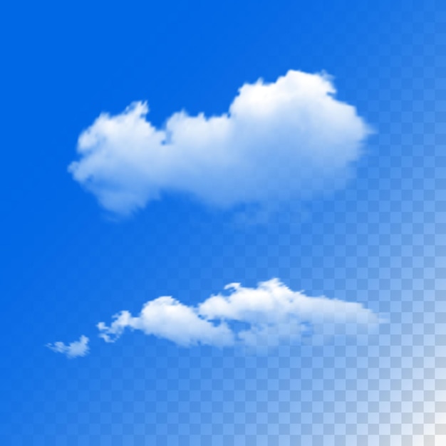 Conjunto de nuvens em fundo azul Ilustração vetorial