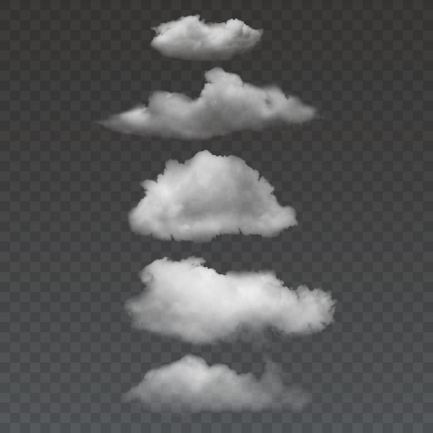 Conjunto de nuvens transparentes. nuvens diferentes e realistas