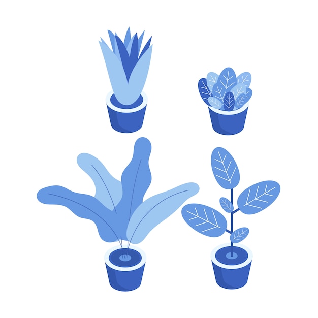 Vetor conjunto de objeto de ilustração de planta. elemento vegetal para apresentação e cartaz. ilustração de projeto de planta.