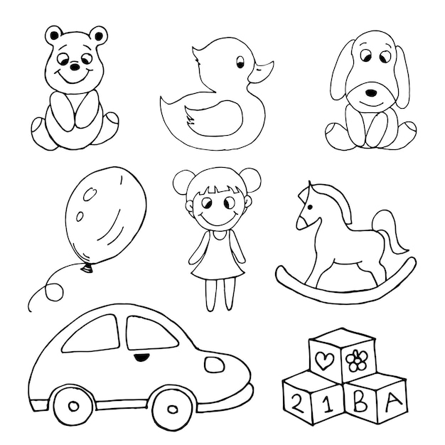 Sugestões de desenhos para colorir com o tema brinquedos