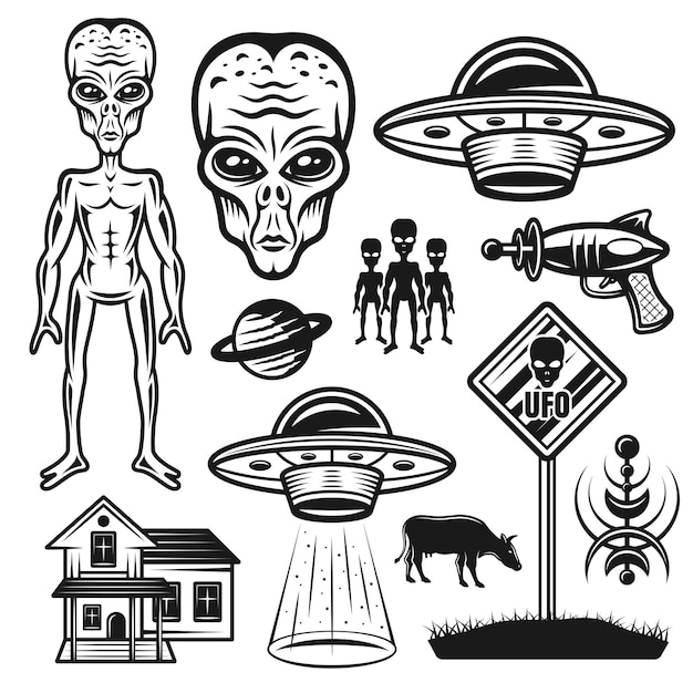 Design PNG E SVG De Tatuagem Vintage De Abdução Alienígena Para Camisetas