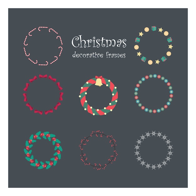 Conjunto de oito quadros circulares decorativos de natal