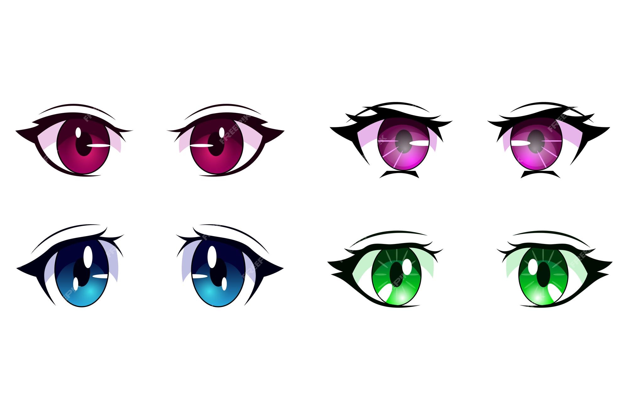 Coleção colorida detalhada de olhos de anime