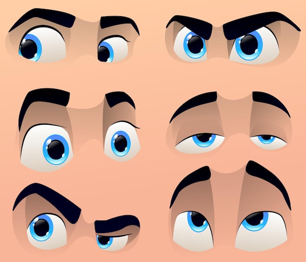 Conjunto de olhos de personagens fofinhos de desenhos animados