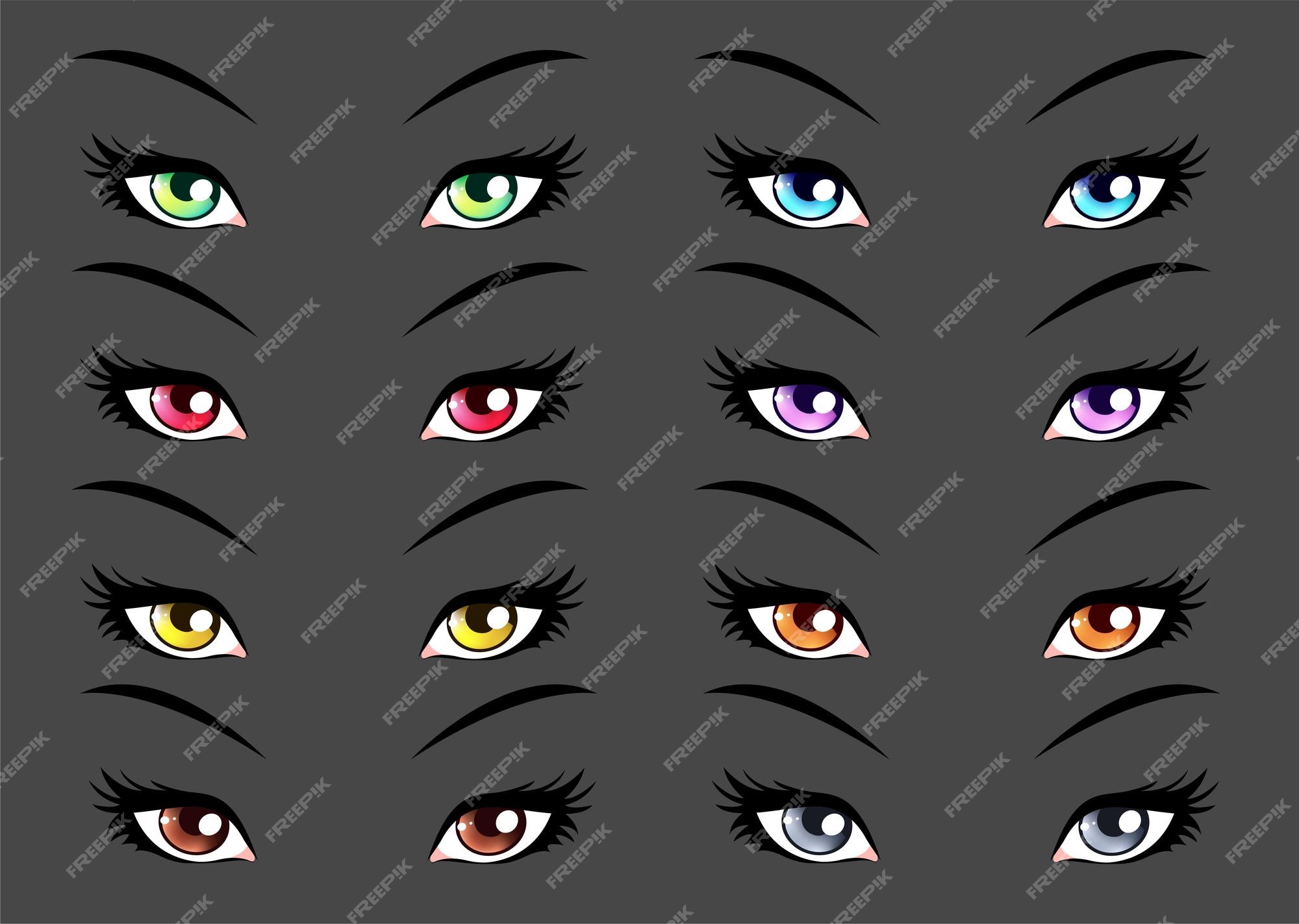 Conjunto de olhos de anime estilo mangá japonês ilustração