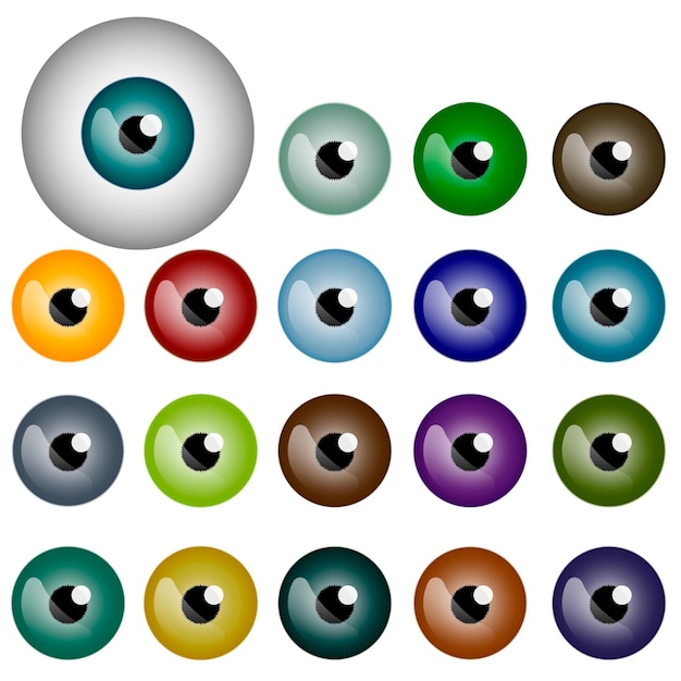 Conjunto de olhos realistas com diferentes cores de ilustração vetorial de íris eps 10