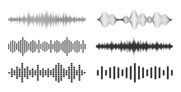 Conjunto de ondas sonoras Equalizador de som moderno Ícones de ondas de rádio