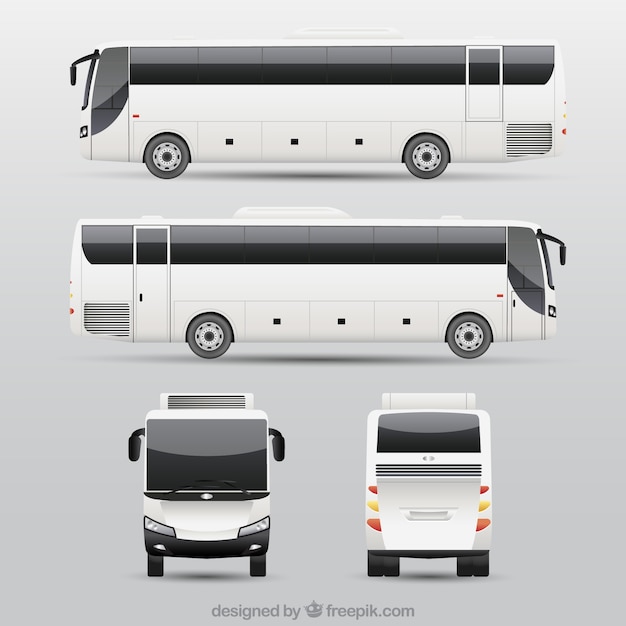 Vetor conjunto de ônibus com diferentes perspectivas