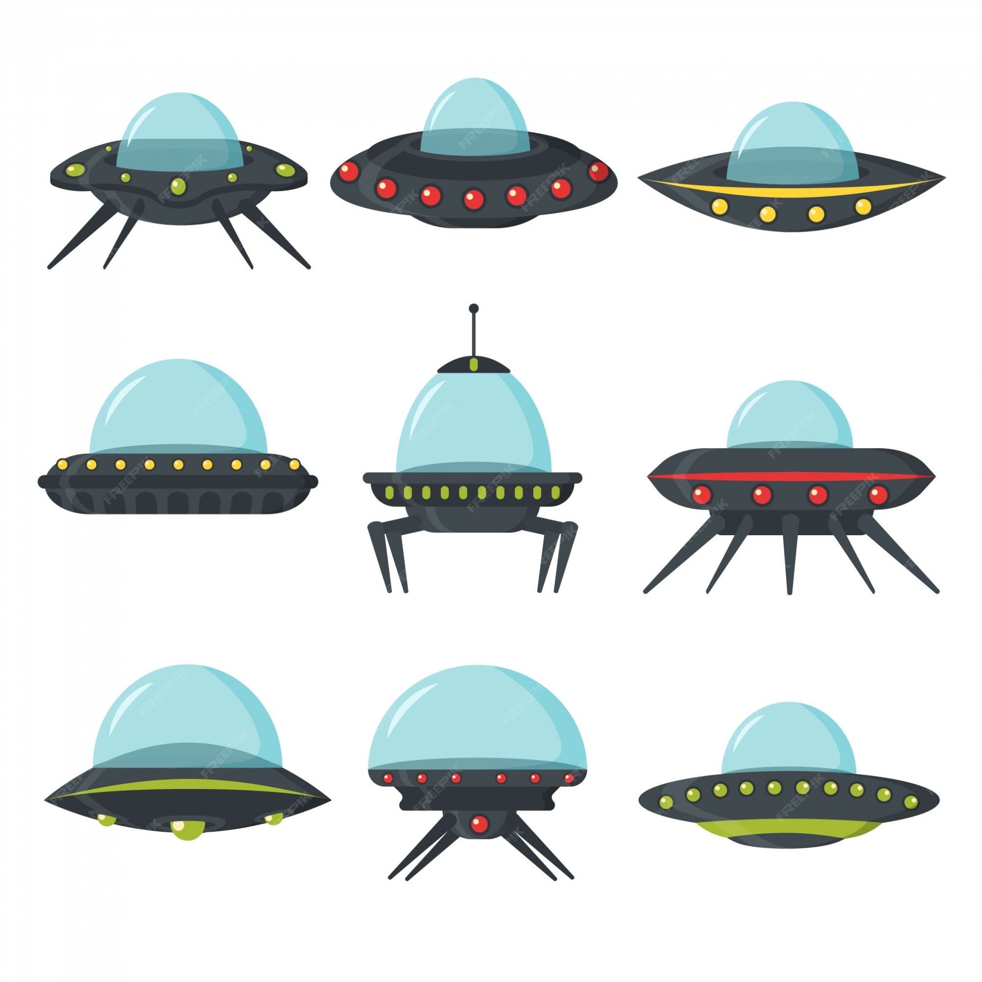 conjunto de logotipo de grandes alienígenas. dia ufo. emblemas coloridos  com naves espaciais. desenho vetorial 2197484 Vetor no Vecteezy