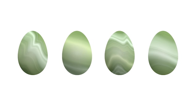 conjunto de ovo de páscoa abstrato cor de tinta de mármore holográfica artística metálica verde aquarela