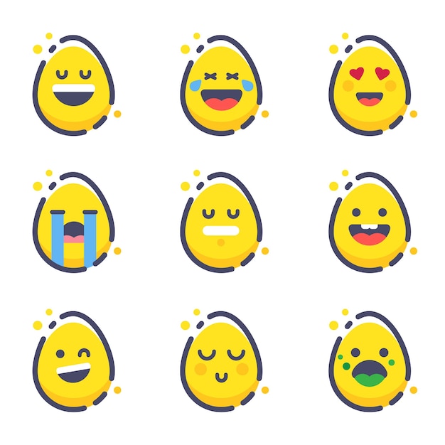 Conjunto de ovos de Páscoa sorridentes fofos