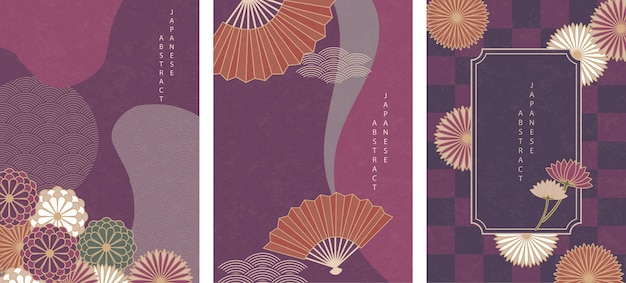 Conjunto de padrão abstrato oriental japonês